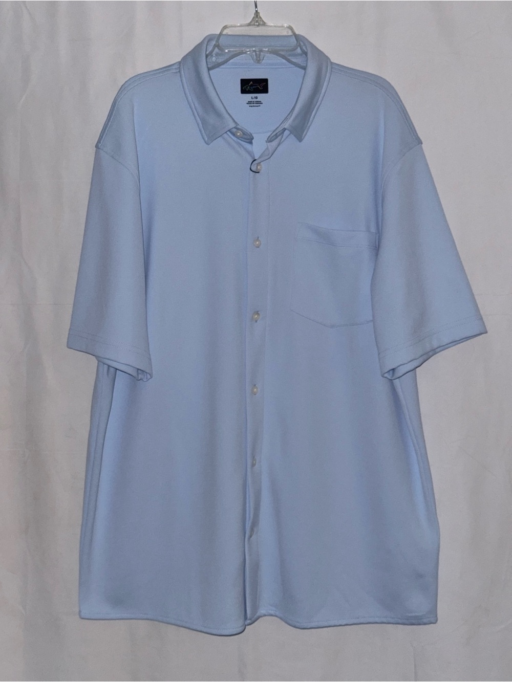 NWT Greg Norman Collection Light Blue Short Sleeve Performance Shirt Size Large